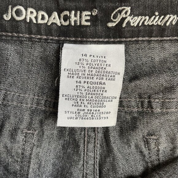 2/$18 SALE! Jordache Jeans 14P Mid Rise Black Denim Straight Embroidered Cowgirl - Picture 4 of 12